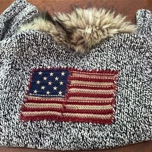 Ralph Lauren faux fur sweater with American flag